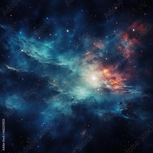 Cosmic milky way galaxy background with nebula, stardust and bright shining stars. Generative AI