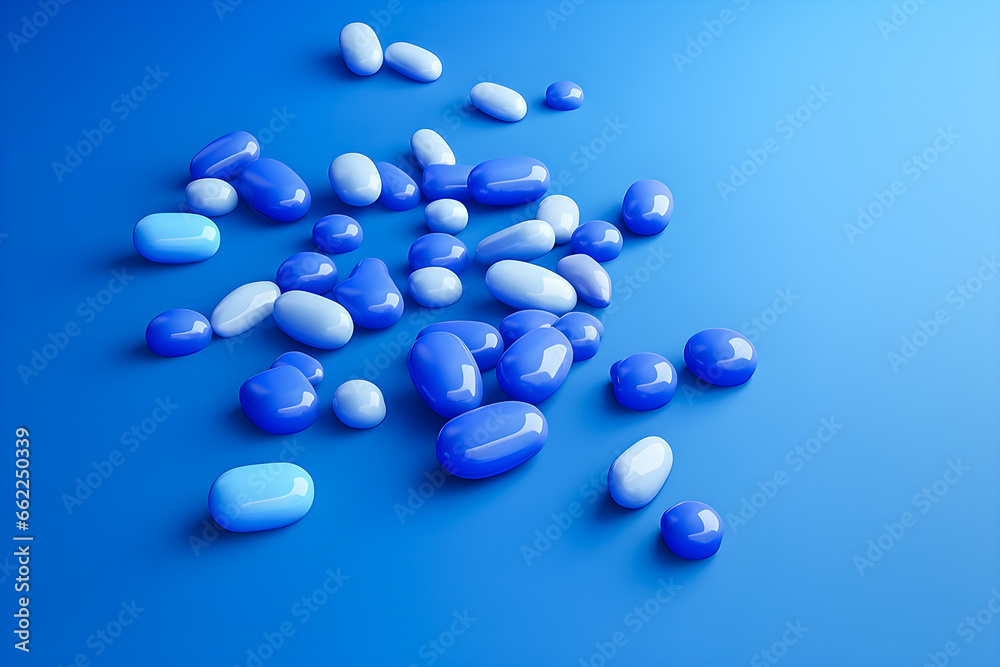 Close-up of a pills and ampoules, minimal scene, 3d render, generate AI