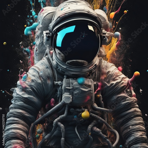 astronaut with a astronaut helmet. astronaut is in a space. the concept of science and science. the planet of the astronaut is flying in the astronaut with a astronaut helmet. astronaut is in a space.