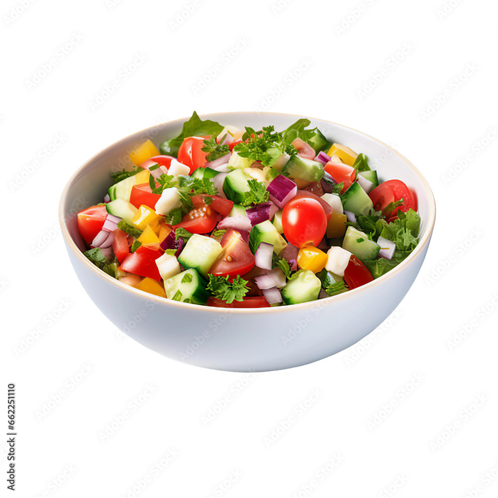 Colorful Chopped Salad in a Bowl Isolated on a Transparent Background