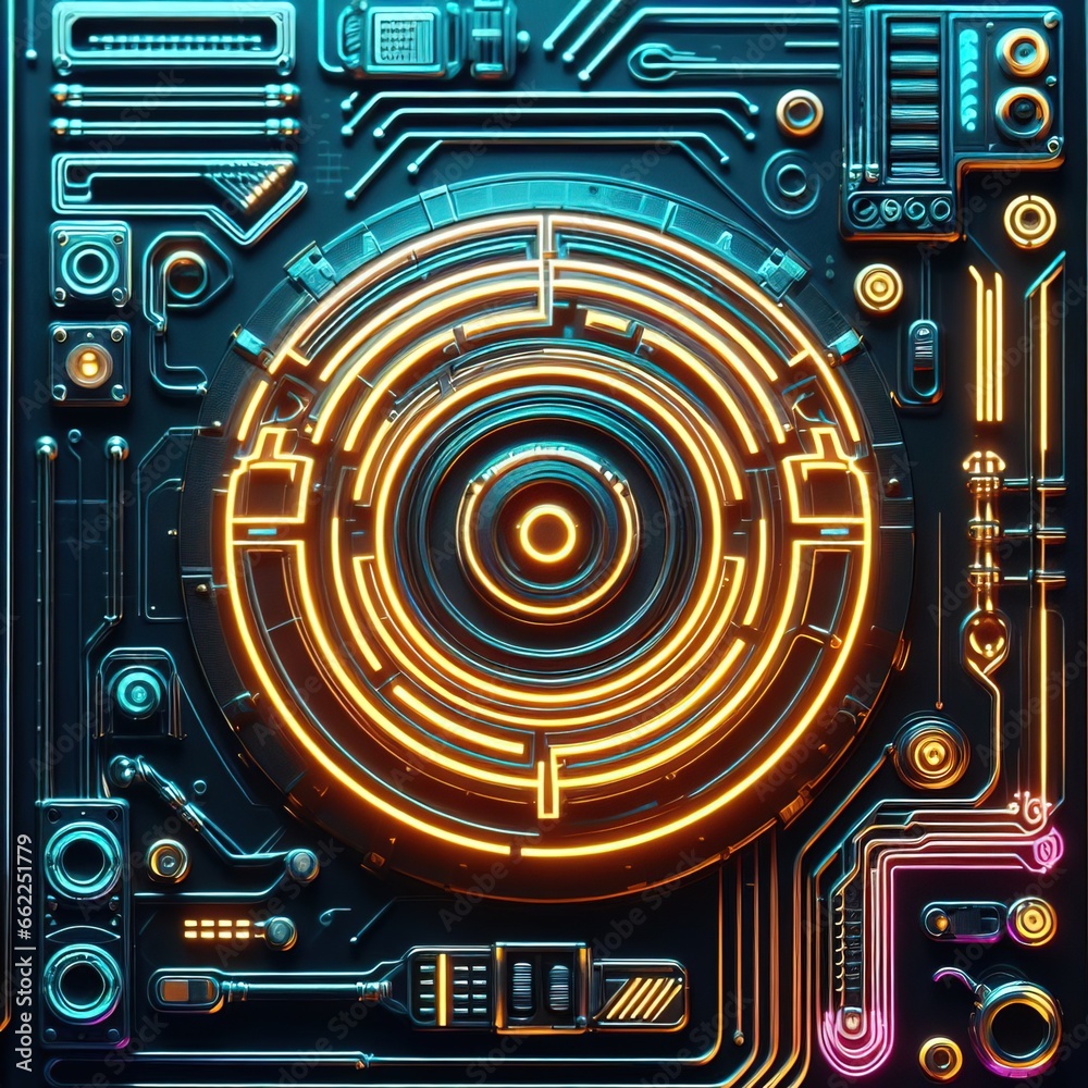 Grunge futuristic background with neon cyberpunk design elements. Dirty futuristic wallpaper. Future design concept. Grunge futuristic background with neon cyberpunk design elements. Dirty futuristic wallpaper. Future design concept.