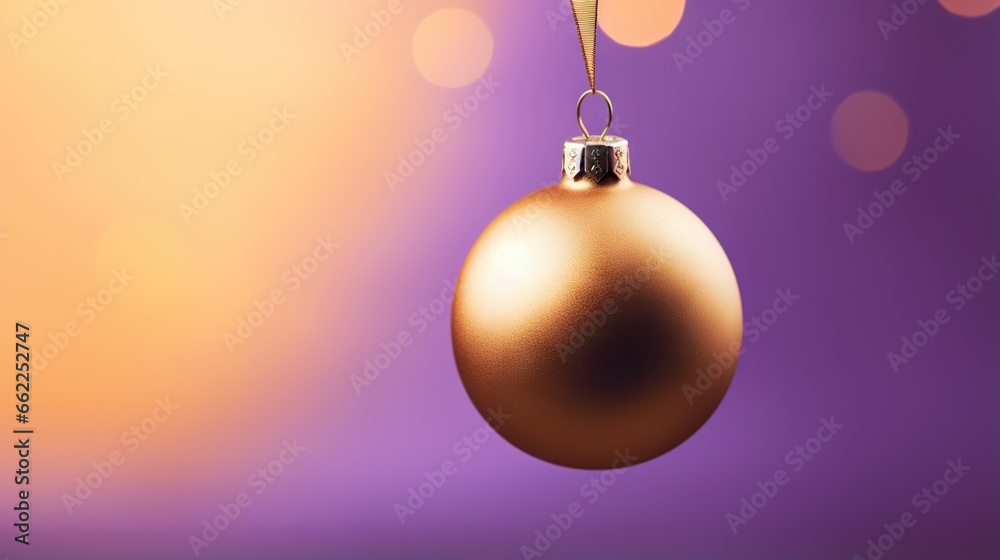 a shiny gold christmas ornament hanging from a string. generative ai a shiny gold christmas ornament hanging from a string. generative ai