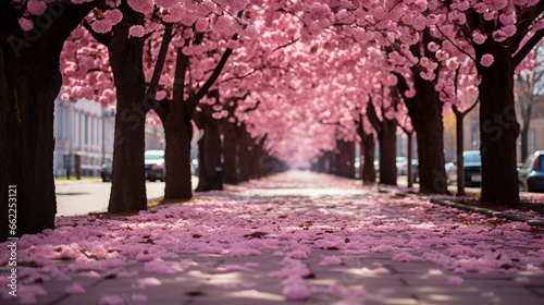 Beautiful pink flowering cherry tree UHD wallpaper Stock Photographic Image