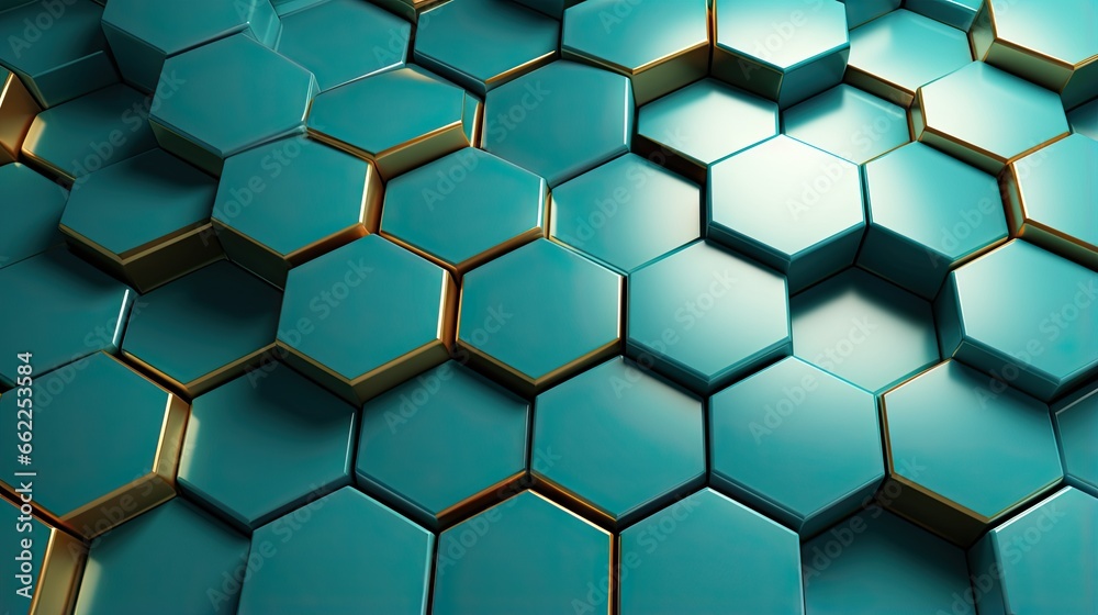 a blue and gold hexagonal background with gold accents. generative ai a blue and gold hexagonal background with gold accents. generative ai