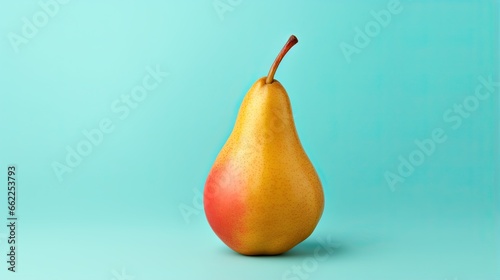  a pear on a blue background with a light blue background.  generative ai