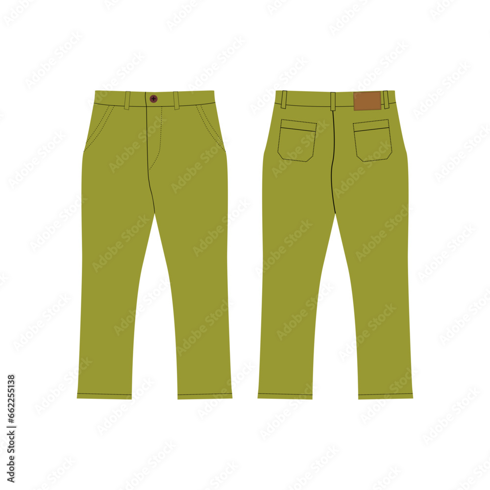 Long Chino Pants mockup template vector illustration Long Chino Pants mockup template vector illustration