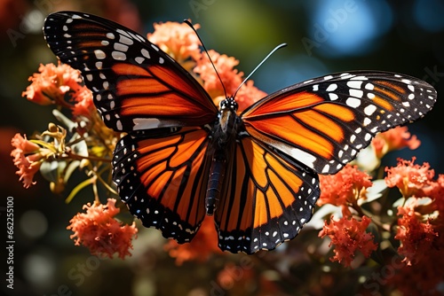 The distinctive tiger-stripe patterns of a Monarch butterfly's wings come to life in this remarkable macro shot, highlighting its beauty. © Boris