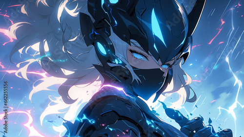 Urban Lo-fi Anime Character in a Futuristic Cyberpunk setting.