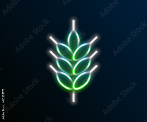 Glowing neon line Hop icon isolated on black background. Colorful outline concept. Vector