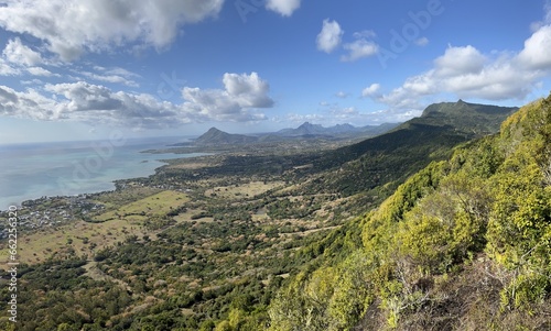 Panorama view on the west coast of Mauritius - seen from point sublime in Ebony Forest