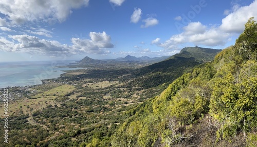 Panorama view on the west coast of Mauritius - seen from point sublime in Ebony Forest