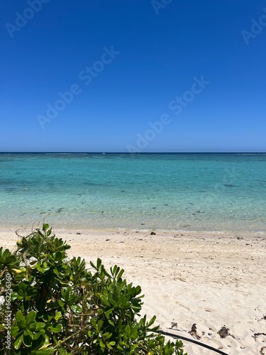 Sandy beach and turquoise water in Mauritius