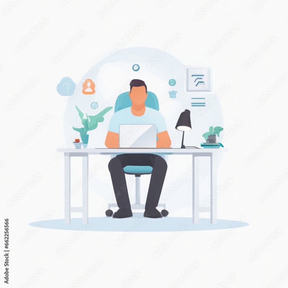 businessman working in office. vector illustration. businessman working in office. business concept illustration businessman working in office. vector illustration.