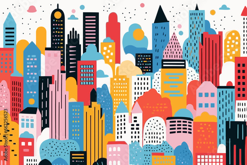 Atlanta skyline quirky doodle pattern, wallpaper, background, cartoon, vector, whimsical Illustration