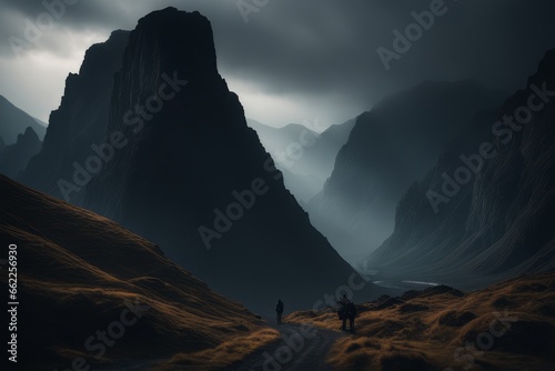 a couple in love walking in the mountains couple in love walking in the mountains beautiful landscape with a mountain