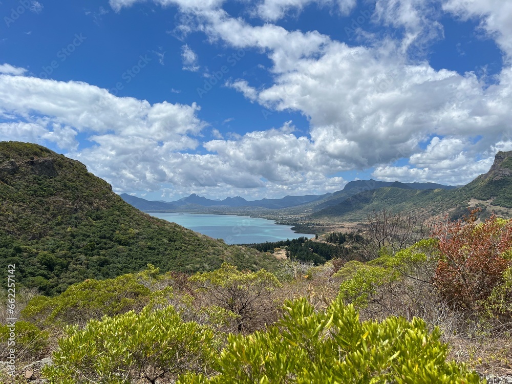 View of west coast around le Morne Brabant in Mauritius