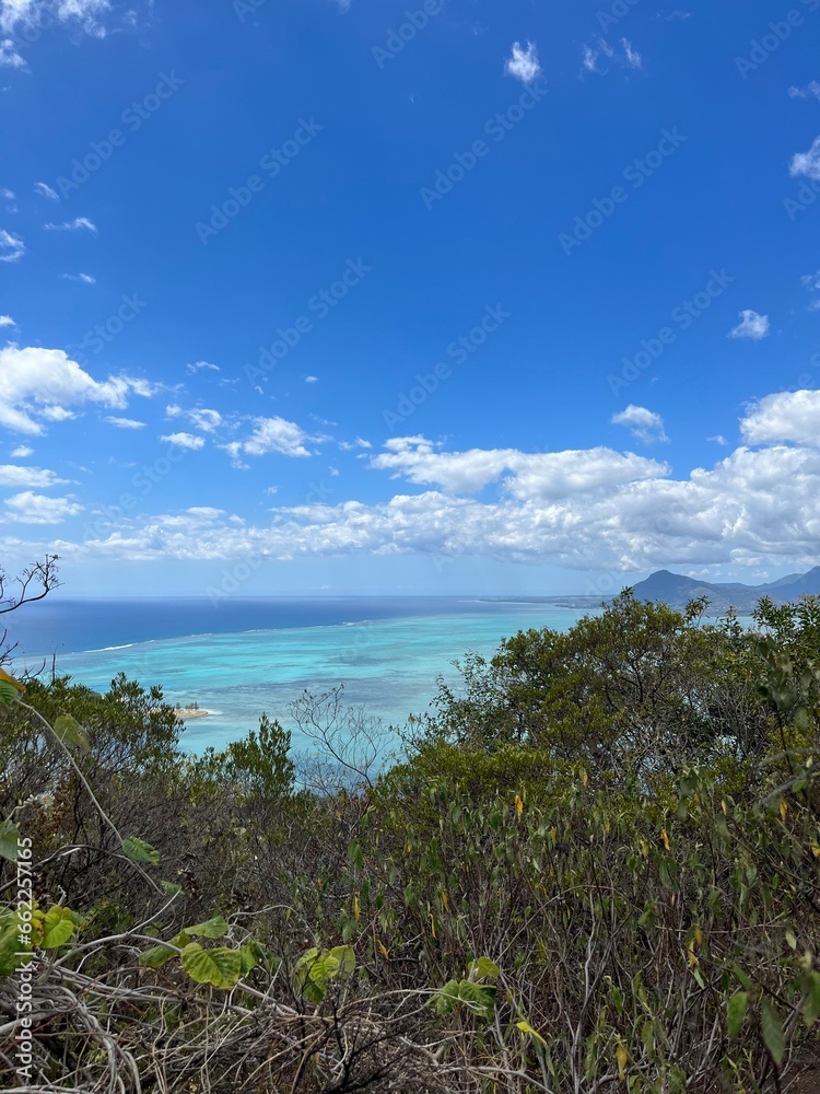 Blue lagoon of Mauritius west coast