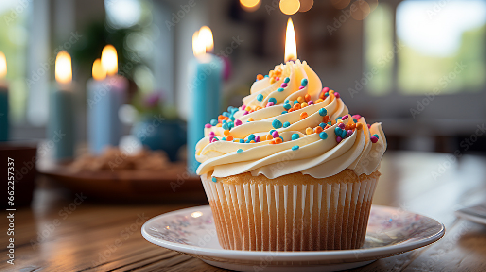 Birthday cupcake on table UHD wallpaper Stock Photographic Image Birthday cupcake on table UHD wallpaper Stock Photographic Image