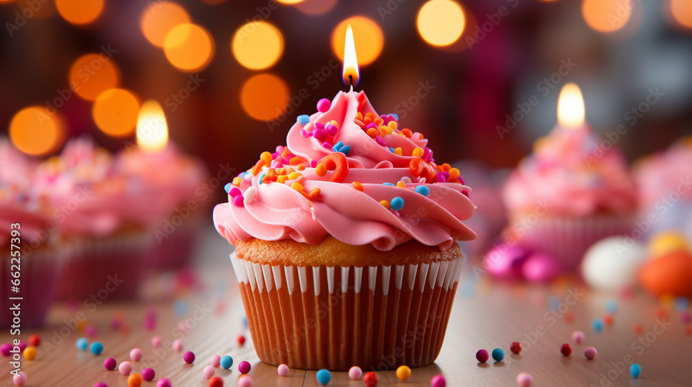 Birthday Cupcake with One candle UHD wallpaper Stock Photographic Image Birthday Cupcake with One candle UHD wallpaper Stock Photographic Image