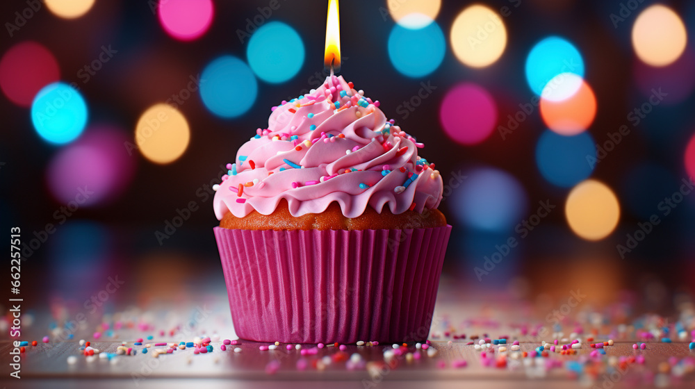 Birthday Cupcake with One candle UHD wallpaper Stock Photographic Image Birthday Cupcake with One candle UHD wallpaper Stock Photographic Image
