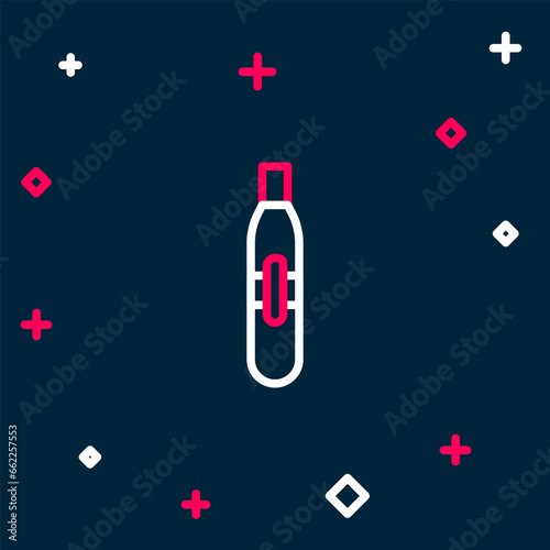 Line Electronic cigarette icon isolated on blue background. Vape smoking tool. Vaporizer Device. Colorful outline concept. Vector