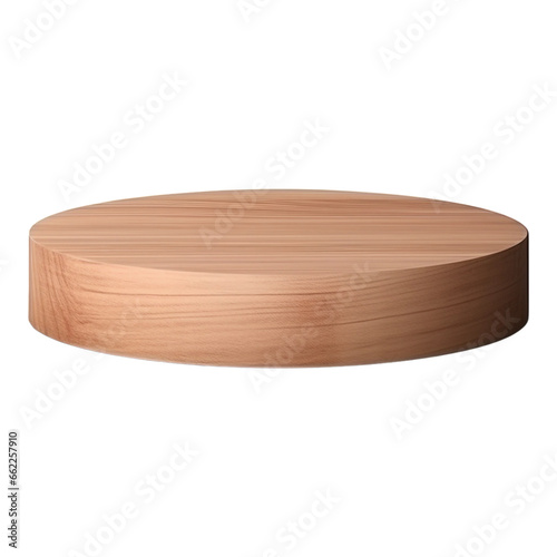 Round Wooden Podium Product Isolated, Generative Ai
