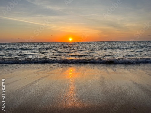 Colorful sunset over Indian Ocean in Mauritius