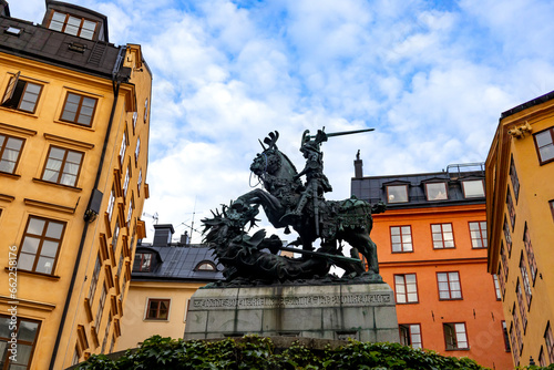 Statue Saint George and the Dragon Stockholm photo