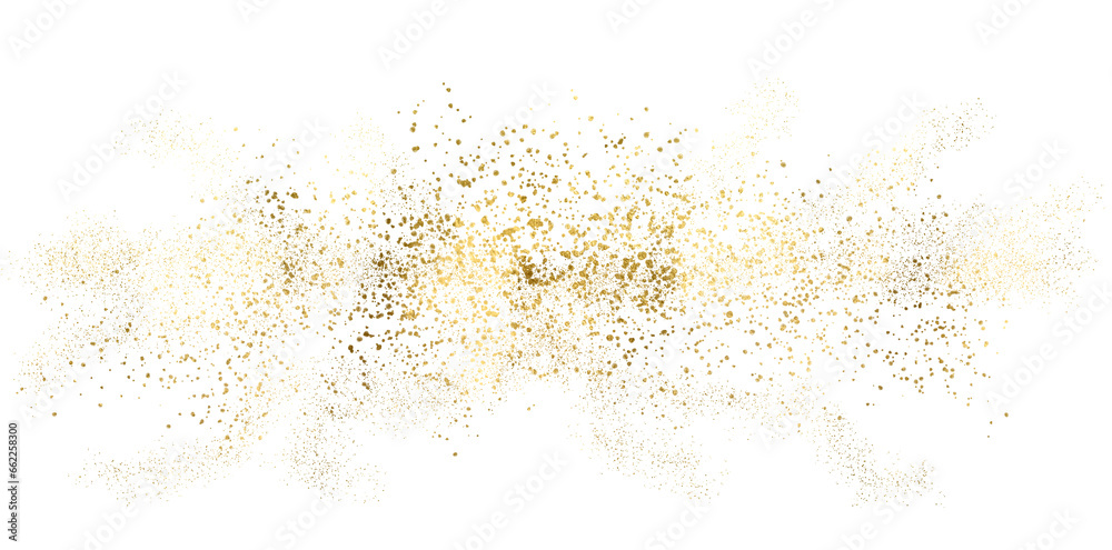 Gold sparkle splatter border . Gold Foil Frame Gold brush stroke on transparent background.	