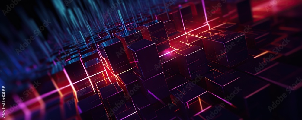 Fototapeta premium Abstract digital background. Can be used for technological processes, neural networks and AI, digital storages, sound and graphic forms, science, education, etc.