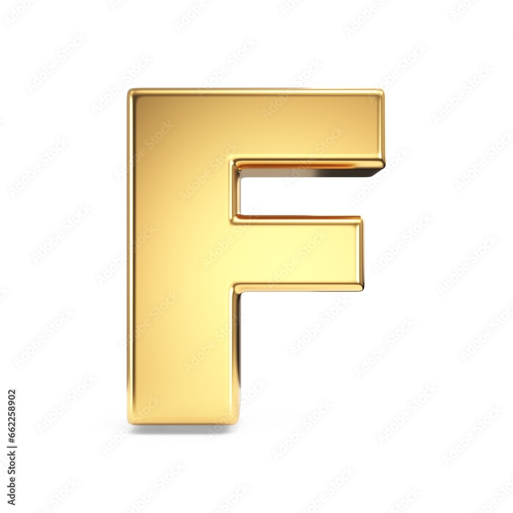 Simple gold font Letter F 3D Simple gold font Letter F 3D