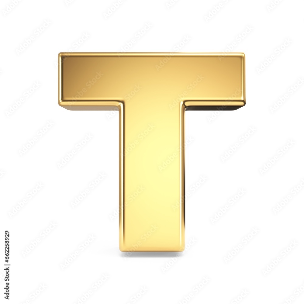 Simple gold font Letter T 3D Simple gold font Letter T 3D