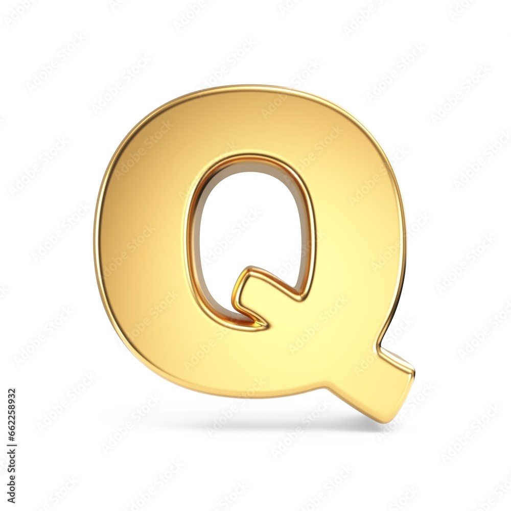 Simple gold font Letter Q 3D Simple gold font Letter Q 3D