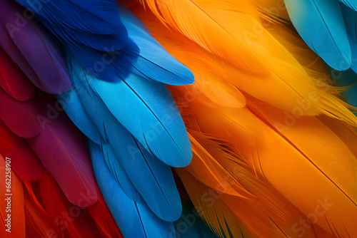 Colorful Macaw Feather Close-Up