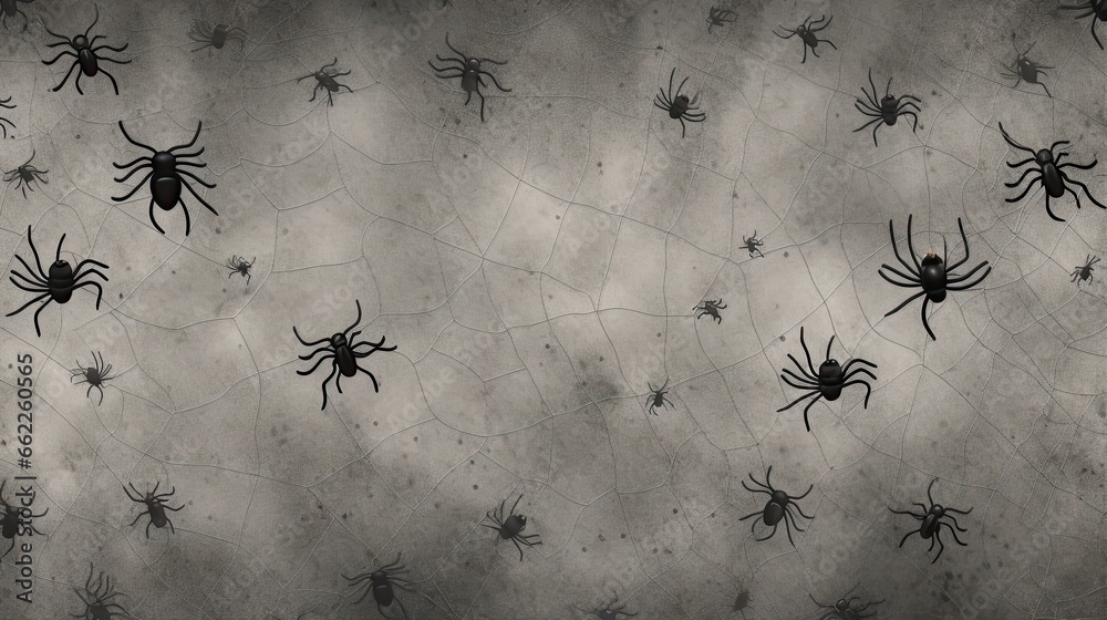 a group of black bugs sitting on top of a spider web. generative ai a group of black bugs sitting on top of a spider web. generative ai