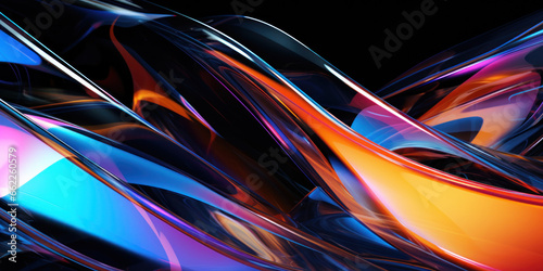 Vibrant, intertwining neon waves, showcasing a modern, glass morphism.
