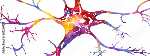 Neuron colorful watercolor vector illustration