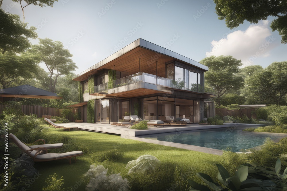 3d rendering of modern house on the lake 3d rendering of modern house on the lake 3d rendering of a house in the garden