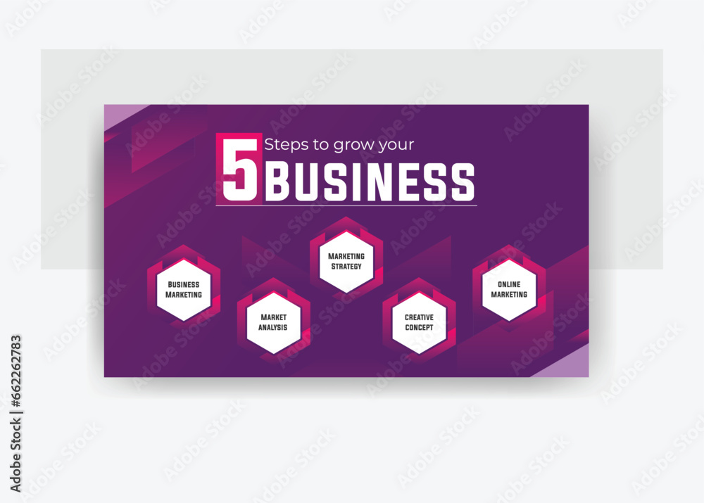 5 steps to grow your business presentation template design, infographic business template design 5 steps to grow your business presentation template design, infographic business template design