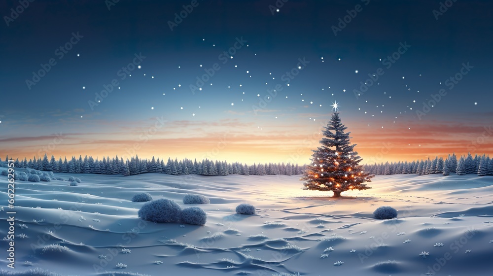 Weihnachtsbaum in Winterlandschaft Stock Illustration Adobe Stock