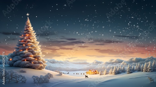 Weihnachtsbaum in Winterlandschaft © Red Tiger Design