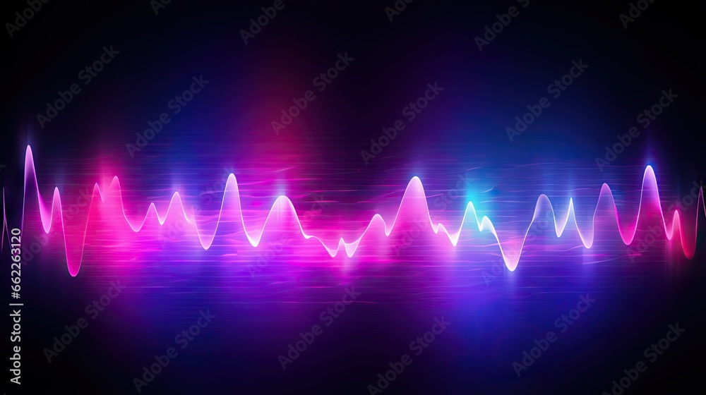 a colorful sound wave on a black background with a blue and pink background. generative ai a colorful sound wave on a black background with a blue and pink background. generative ai