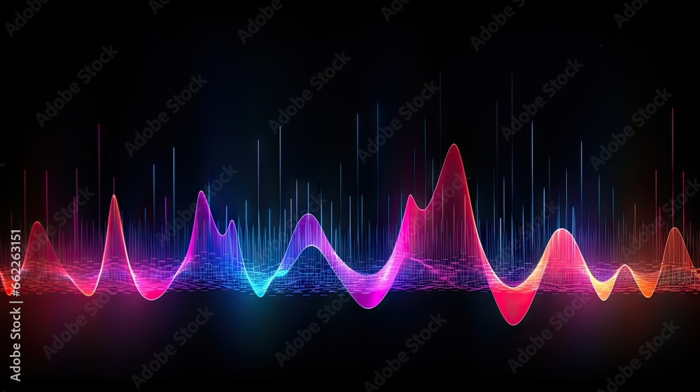 a colorful sound wave on a black background with a black background. generative ai a colorful sound wave on a black background with a black background. generative ai
