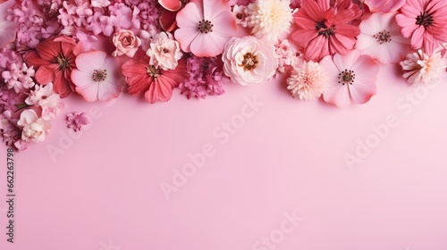  a pink background with pink and white flowers on top of it. generative ai