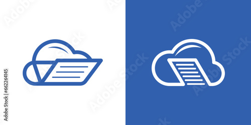 logo design combination of documents with cloud shapes.