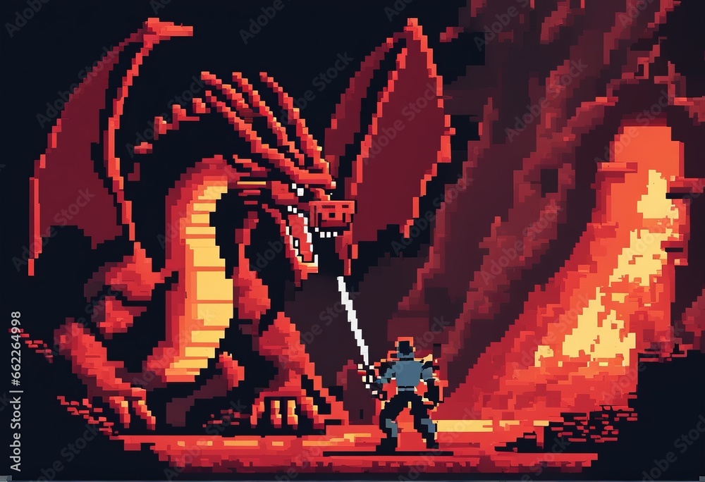 vector pixel art of the dragon. vector pixel art of the dragon. pixel ...