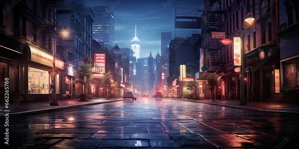 Electric nights. Glowing streets of urban jungle. City in technicolor. Vibrant night on broadway. Metropolis awakens Electric nights. Glowing streets of urban jungle. City in technicolor. Vibrant night on broadway. Metropolis awakens
