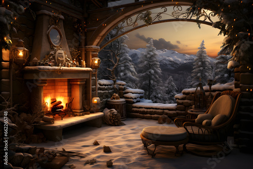A Winter Setting with a Little Fireplace © Bendix