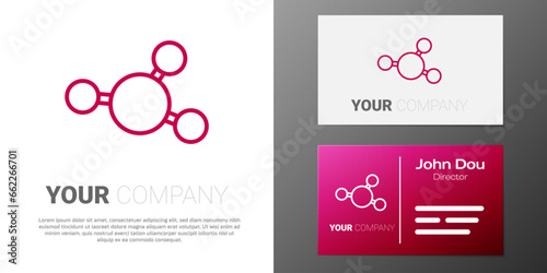 Logotype line Molecule icon isolated on white background. Structure of molecules in chemistry, science teachers innovative educational poster. Logo design template element. Vector