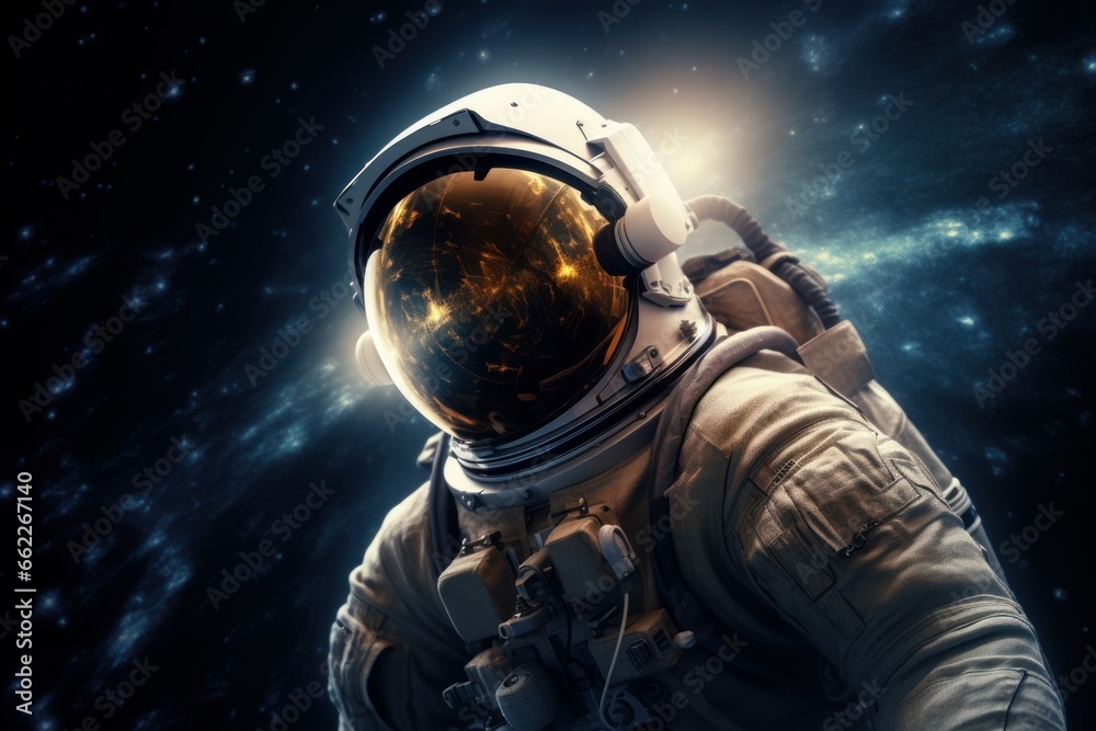 Astronaut floating in the vastness of space, AI generated